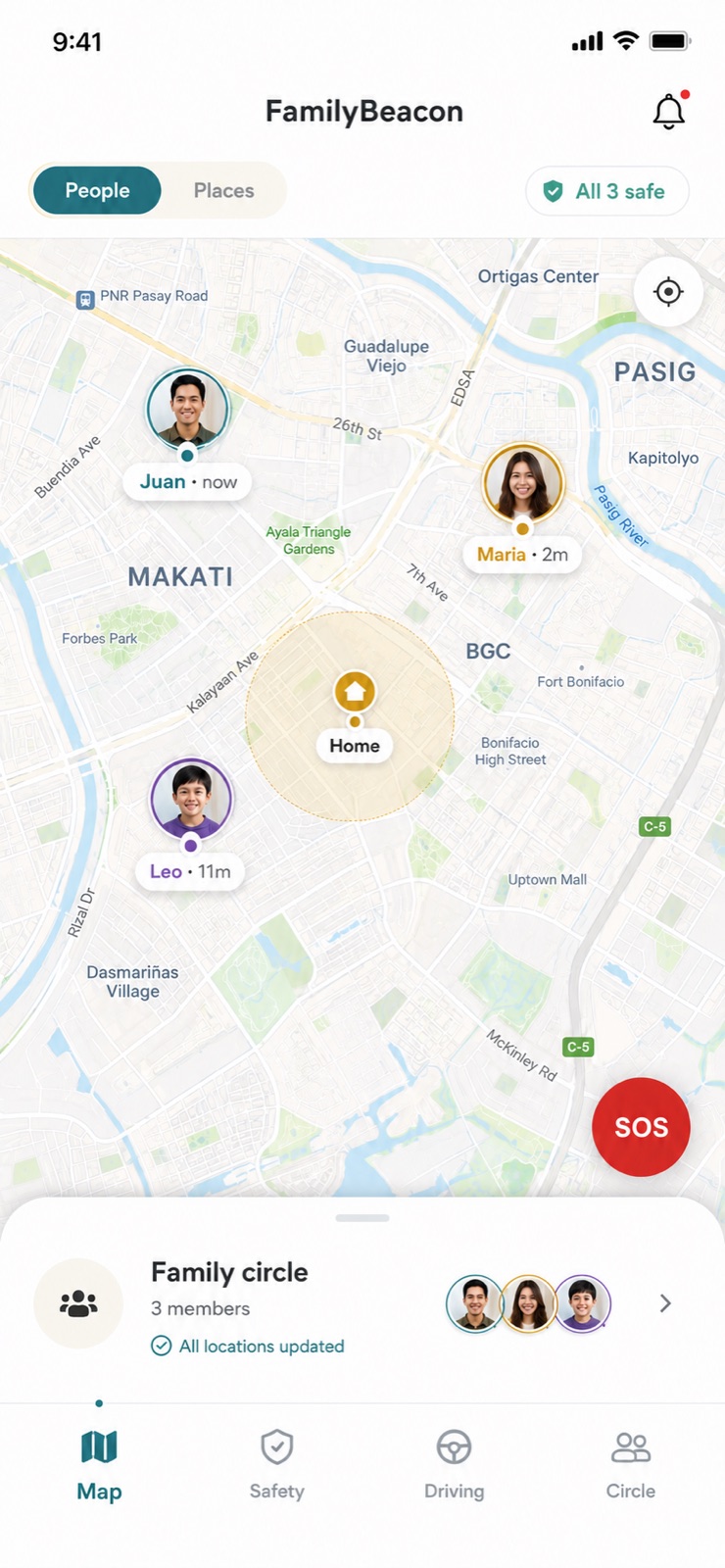 FamilyBeacon family map preview